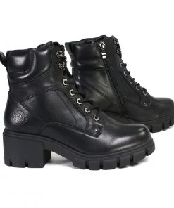 Milwaukee Leather Riding Gear Milwaukee Performance Leather MBL9447 Women's ‘Garter’ Black Leather Lace To Toe Motorcycle Boots