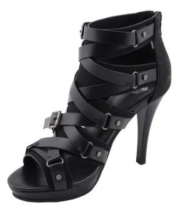Riding Gear Milwaukee Performance MBL9451 Women's Black Stiletto Heeled Sandals With Ankle Strap