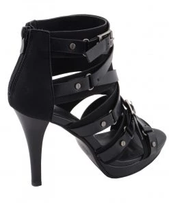 Riding Gear Milwaukee Performance MBL9451 Women's Black Stiletto Heeled Sandals With Ankle Strap