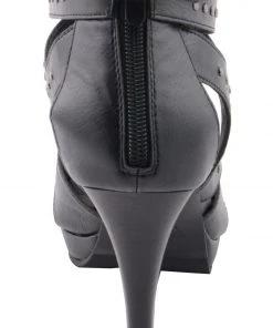 Milwaukee Performance MBL9452 Women's Black Stiletto Heeled Sandals With Studded Ankle Straps