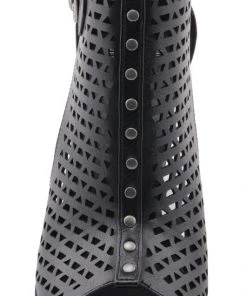 Milwaukee Leather MBL9453 Women's Black Mesh Open Toe Platform Heeled Sandals With Buckle Strap