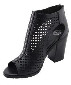 Milwaukee Leather MBL9453 Women's Black Mesh Open Toe Platform Heeled Sandals With Buckle Strap
