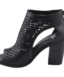 Milwaukee Leather MBL9453 Women's Black Mesh Open Toe Platform Heeled Sandals With Buckle Strap