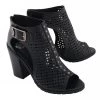 Milwaukee Leather MBL9453 Women's Black Mesh Open Toe Platform Heeled Sandals With Buckle Strap