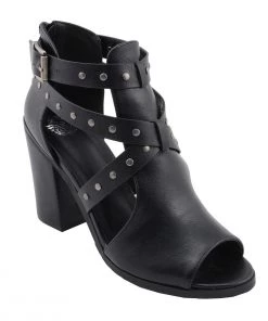 Milwaukee Leather MBL9454 Women's Heel Black Studded Strap Sandal With Platform Heel Riding Gear