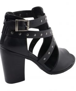 Milwaukee Leather MBL9454 Women's Heel Black Studded Strap Sandal With Platform Heel Riding Gear