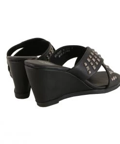 Milwaukee Leather MBL9455 Ladies Wedge Sandals With Studded Crossover Straps Riding Gear