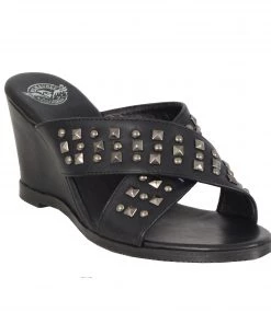 Milwaukee Leather MBL9455 Ladies Wedge Sandals With Studded Crossover Straps Riding Gear