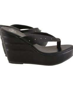 Riding Gear Milwaukee Leather MBL9460 Women's Black Wedge Sandals With Studed Straps