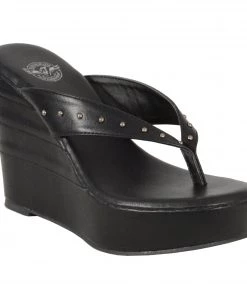 Riding Gear Milwaukee Leather MBL9460 Women's Black Wedge Sandals With Studed Straps