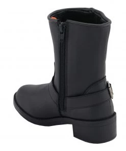 Milwaukee Leather MBL9475 Ladies Black Engineer Style Riding Boots With Side Zipper