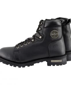 Milwaukee Leather MBM100 Men's Black Lace-Up Boots With Side Zipper Riding Gear