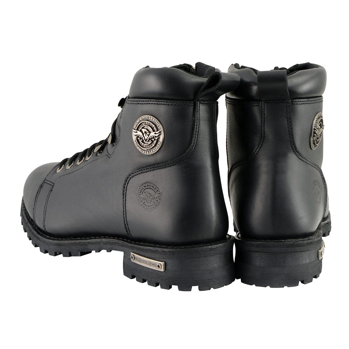 Milwaukee Leather MBM100 Men's Black Lace-Up Boots With Side Zipper Riding Gear