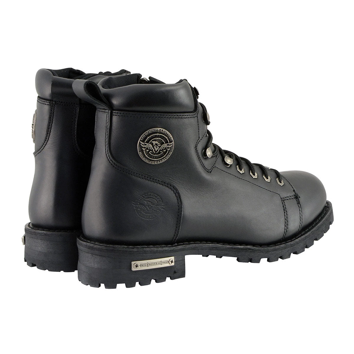 Milwaukee Leather MBM100 Men's Black Lace-Up Boots With Side Zipper Riding Gear