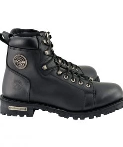 Riding Gear Milwaukee Leather MBM100W Men's Black Wide-Width Lace-Up Boots With Side Zipper
