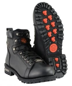 Milwaukee Leather MBM100 Men's Black Lace-Up Boots With Side Zipper Riding Gear