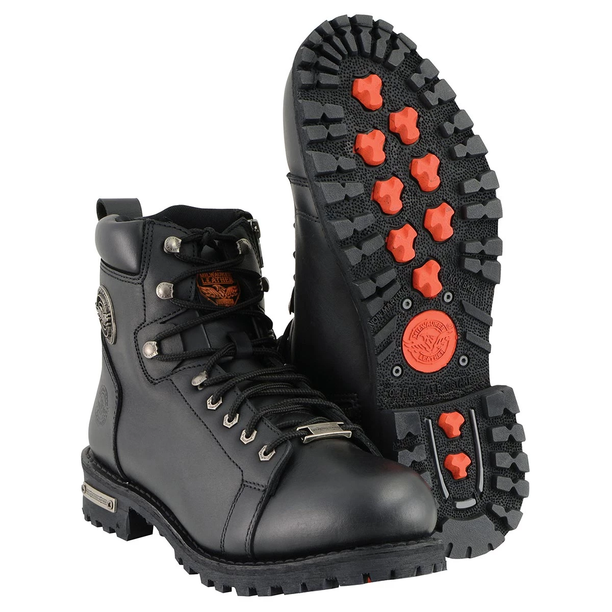 Milwaukee Leather MBM100 Men's Black Lace-Up Boots With Side Zipper Riding Gear
