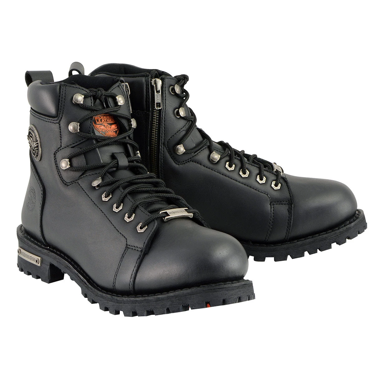 Milwaukee Leather MBM100 Men's Black Lace-Up Boots With Side Zipper Riding Gear
