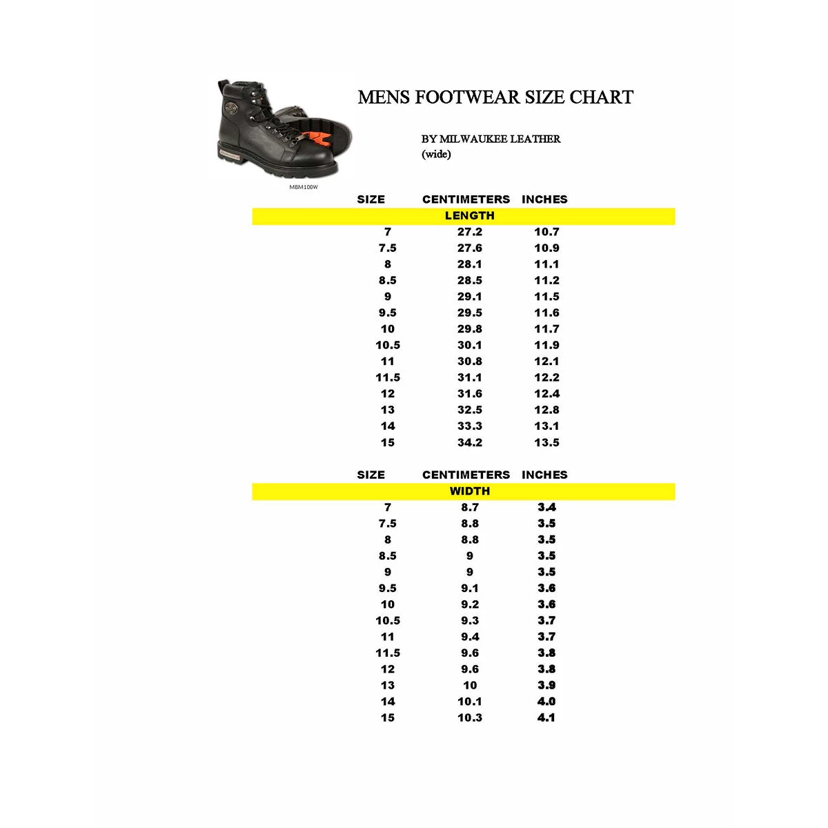 Riding Gear Milwaukee Leather MBM100W Men's Black Wide-Width Lace-Up Boots With Side Zipper