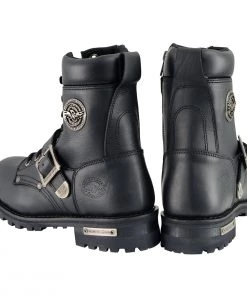 Milwaukee Leather MBM101W Men's Black Wide-Width Lace-Up Engineer Boots With Side Zipper Entry Riding Gear