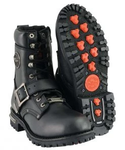 Riding Gear Milwaukee Leather MBM101 Men's Black Lace-Up Engineer Boots With Side Zipper Entry