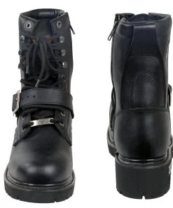 Riding Gear Milwaukee Leather MBM101 Men's Black Lace-Up Engineer Boots With Side Zipper Entry