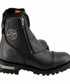 Milwaukee Leather MBM102 Men's Black Super Clean Double Sided Zipper Entry Boots