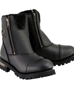 Milwaukee Leather MBM102W Men's Black Super Clean 'Wide-Width' Double Sided Zipper Entry Boots Riding Gear