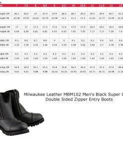 Milwaukee Leather MBM102 Men's Black Super Clean Double Sided Zipper Entry Boots