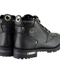 Milwaukee Leather MBM103 Men's Black Lace-Up Boots With Double Sided Zipper Entry