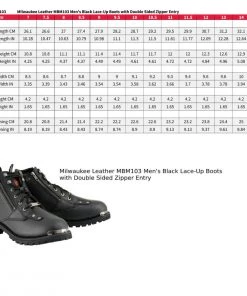 Milwaukee Leather MBM103 Men's Black Lace-Up Boots With Double Sided Zipper Entry