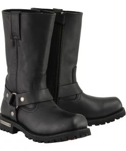 Riding Gear Milwaukee Leather MBM131W Men's Black'Wide-Width' 11-inch Classic Square Toe Harness Boots