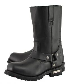 Riding Gear Milwaukee Leather MBM131W Men's Black'Wide-Width' 11-inch Classic Square Toe Harness Boots