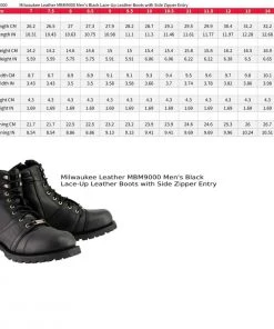 Riding Gear Milwaukee Leather MBM9000 Men's Black Lace-Up Leather Boots With Side Zipper Entry