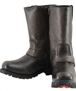 Milwaukee Leather MBM9005W Men's Distressed Brown'Wide Width' 11-inch Classic Harness Square Toe Boots