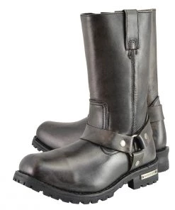 Milwaukee Leather MBM9005W Men's Distressed Brown'Wide Width' 11-inch Classic Harness Square Toe Boots