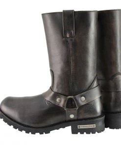 Milwaukee Leather MBM9005 Men's Distressed Brown Water-Resistance 11-Inch Square Toe Harness Boots Riding Gear