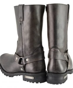 Milwaukee Leather MBM9005W Men's Distressed Brown'Wide Width' 11-inch Classic Harness Square Toe Boots