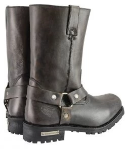 Milwaukee Leather MBM9005W Men's Distressed Brown'Wide Width' 11-inch Classic Harness Square Toe Boots