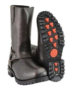 Milwaukee Leather MBM9005W Men's Distressed Brown'Wide Width' 11-inch Classic Harness Square Toe Boots