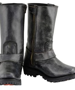 Riding Gear Milwaukee Leather MBM9006 Men's Distressed Gray 11-inch Classic Harness Square Toe Boots