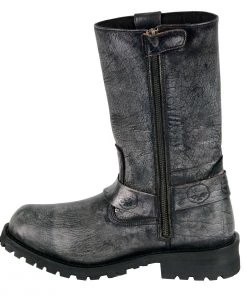 Riding Gear Milwaukee Leather MBM9006 Men's Distressed Gray 11-inch Classic Harness Square Toe Boots