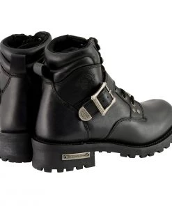 Milwaukee Leather MBM9010W Men's Black'Wide-Width' Lace-Up 6-inch Engineer Boots With Side Buckle Riding Gear