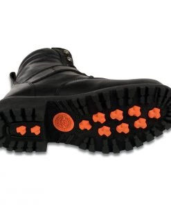 Milwaukee Leather MBM9010W Men's Black'Wide-Width' Lace-Up 6-inch Engineer Boots With Side Buckle Riding Gear