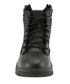 Milwaukee Leather MBM9011 Men's 6 Inch Leather Tactical Lace-Up Boots With Side Zipper Entry
