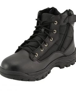 Milwaukee Leather MBM9011 Men's 6 Inch Leather Tactical Lace-Up Boots With Side Zipper Entry
