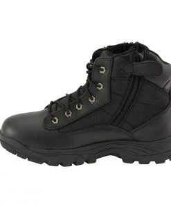 Milwaukee Leather MBM9011 Men's 6 Inch Leather Tactical Lace-Up Boots With Side Zipper Entry