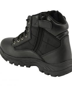Milwaukee Leather MBM9011 Men's 6 Inch Leather Tactical Lace-Up Boots With Side Zipper Entry