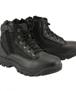 Milwaukee Leather MBM9011 Men's 6 Inch Leather Tactical Lace-Up Boots With Side Zipper Entry