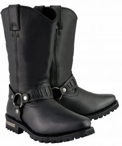 Milwaukee Leather MBM9015 Men's Black 11 Inch Western Style Harness Boots Riding Gear